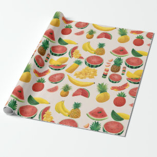Papel De Presente Fruta Mista do Partido Moderno Vibrante