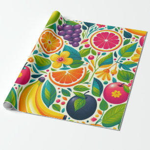 Papel De Presente Frutas coloridas