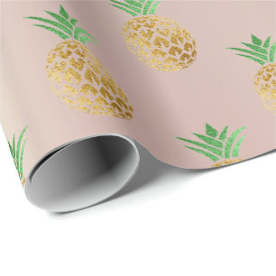 Papel De Presente Frutas cor-de-rosa de abacaxi-de-verão tropicais