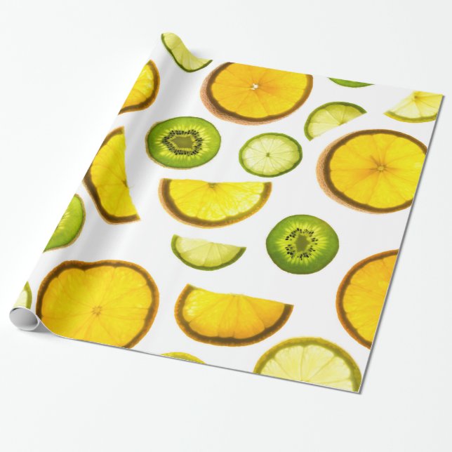 Papel De Presente Frutas de Citros Frescas (Desenrolado)