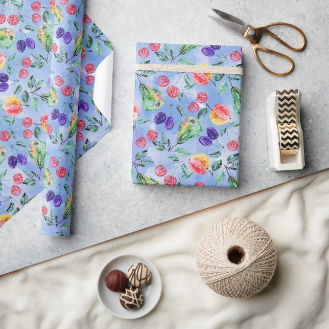 Papel De Presente Frutas e bagas. (Artesanato)