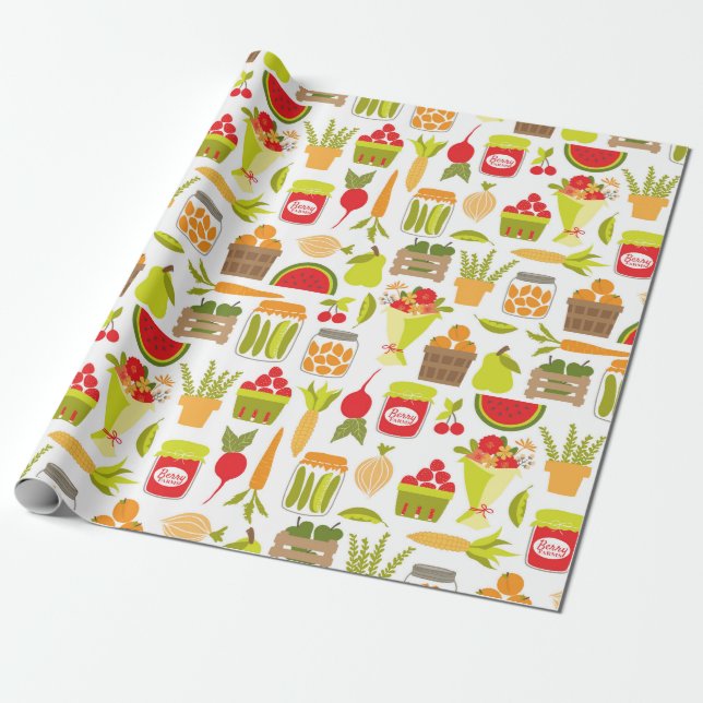 Papel De Presente Frutas e produtos hortícolas do mercado (Desenrolado)