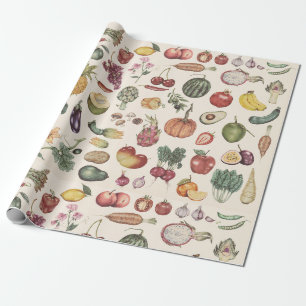 Papel De Presente Frutas e vegetação