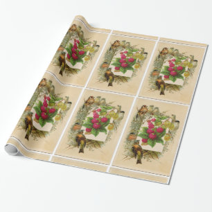 PAPEL DE PRESENTE FRUTAS/NATUREZA DA SEASON, AVES E RASPBERRIES