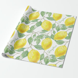 Papel De Presente Frutas Personalizadas De Limão Vintage, Deixa Flor