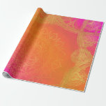 Papel De Presente Fuchsia cor-de-rosa Laranja e Dourado Partido Indi<br><div class="desc">Papel de empacotamento</div>