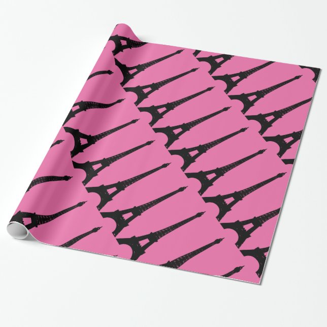 Papel De Presente Fuchsia e Black Paris Wraping Paper (Desenrolado)