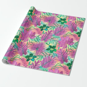 Papel De Presente Fúcsia tropical havaiano do jardim de Nalani