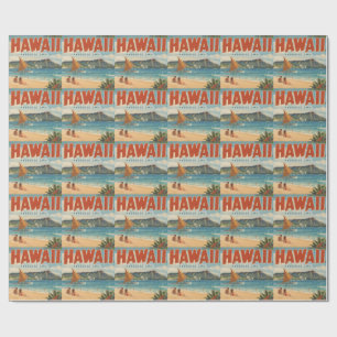 Papel De Presente Fuga do Paraíso Havaiano Vintage Aloha