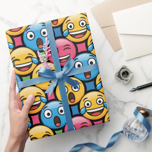 Papel De Presente Fun Colorful Emoji Faces (Presentear)