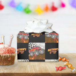 Papel De Presente Fun Monster Truck Birthday Wrapping Paper