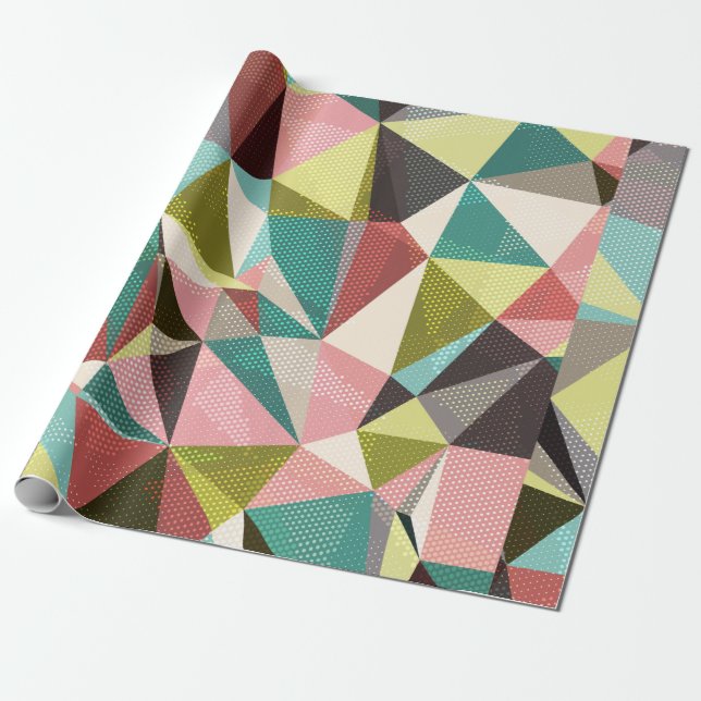 Papel De Presente fundo abstrato com triângulos e colorido (Desenrolado)