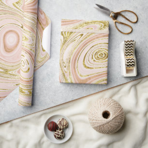 Papel De Presente Fundo Abstrato de Mármore Dourado Rosa