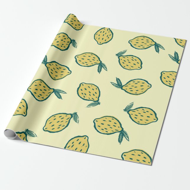 Papel De Presente Fundo amarelo com limões. Lima. fundo w (Desenrolado)