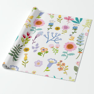Papel De Presente fundo botânico floral de verão