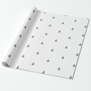 Papel De Presente Fundo branco da árvore de Natal de metal prata