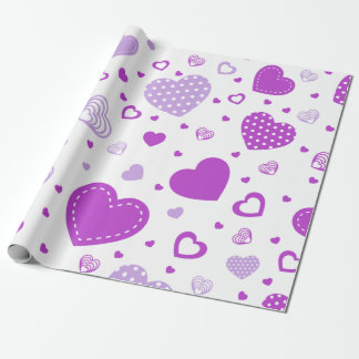 Papel De Presente Fundo branco do coração roxo