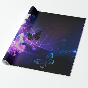 Papel De Presente Fundo com Borboletas Noturnas