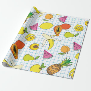 Papel De Presente Fundo com frutas suculentas. Fruta sem costura