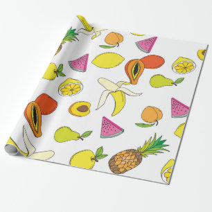 Papel De Presente Fundo com frutas suculentas. Fruta sem costura