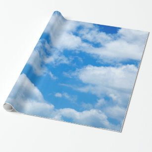 Papel De Presente Fundo das Nuvens Brancas do Céu Azul