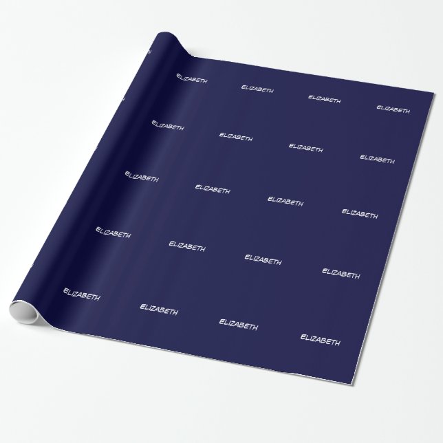 Papel De Presente Fundo de Cor Sólida DIY, Nome Monograma - Azul Mar (Desenrolado)