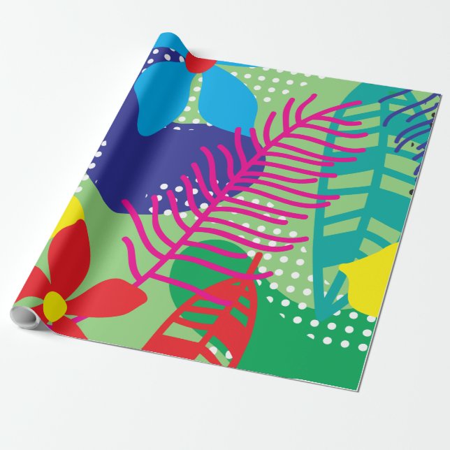 Papel De Presente Fundo de flores coloridas (Desenrolado)