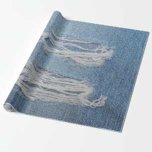 Papel De Presente Fundo de textura de jeans de denim rasgado azul. N
