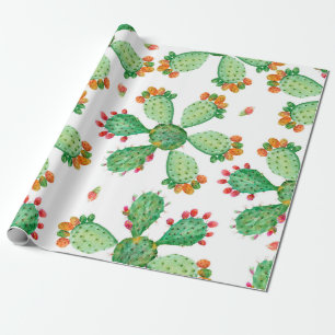 Papel De Presente Fundo do conjunto de cactos sem costura da cor d'
