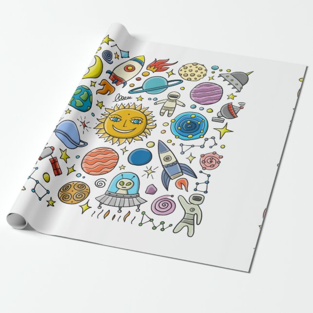 Papel De Presente Fundo do Espaço. Planetas do sistema solar. Roc (Desenrolado)