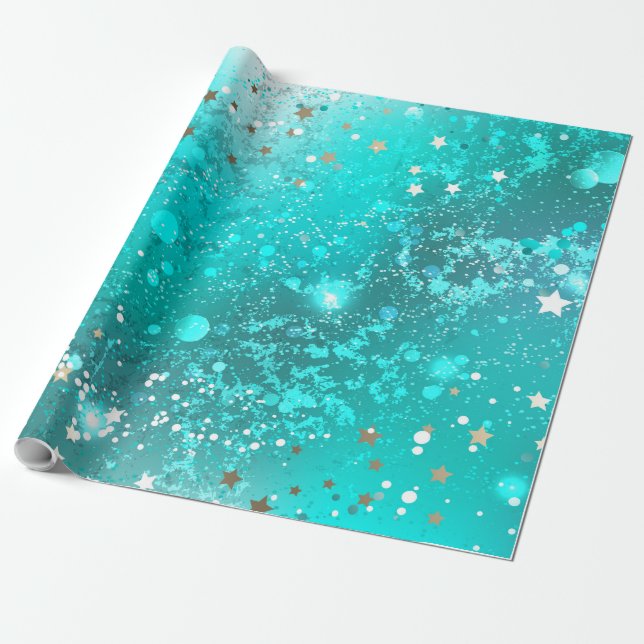 Papel De Presente Fundo do Mint Turquoise Foil (Desenrolado)