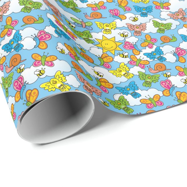 Papel De Presente Fundo dos Animais Bebês (Ponta do rolo)