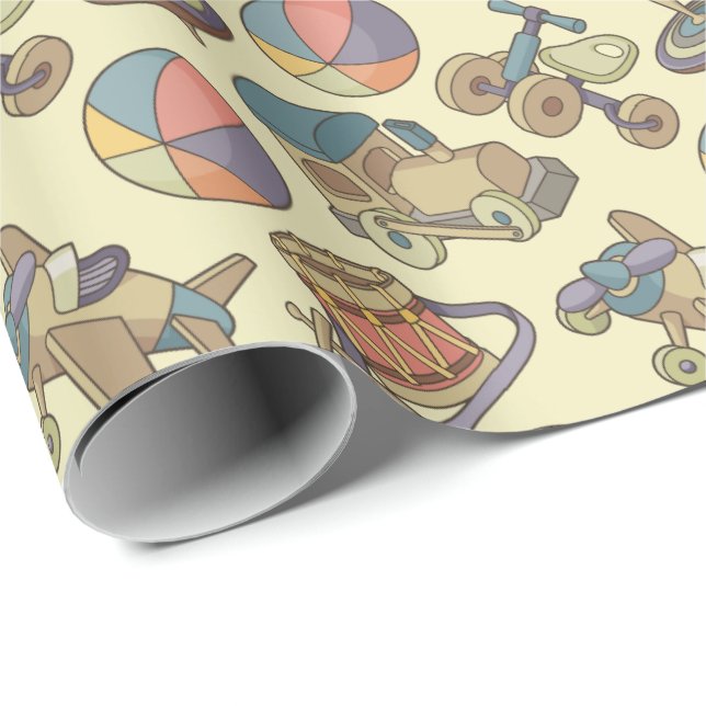 Papel De Presente Fundo dos Ícones dos Brinquedos (Ponta do rolo)