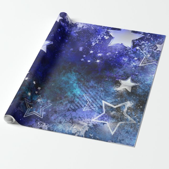 Papel De Presente Fundo Espacial com Estrelas (Desenrolado)