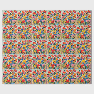 Papel De Presente Fundo floral abstrato, vibrante,
