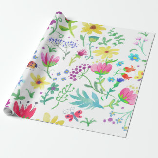 Papel De Presente fundo floral de verão de flores coloridas