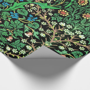 Papel De Presente Fundo floral de William Morris, preto Jacobean