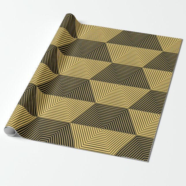 Papel De Presente fundo geométrico abstrato. Malha hexagonal com (Desenrolado)