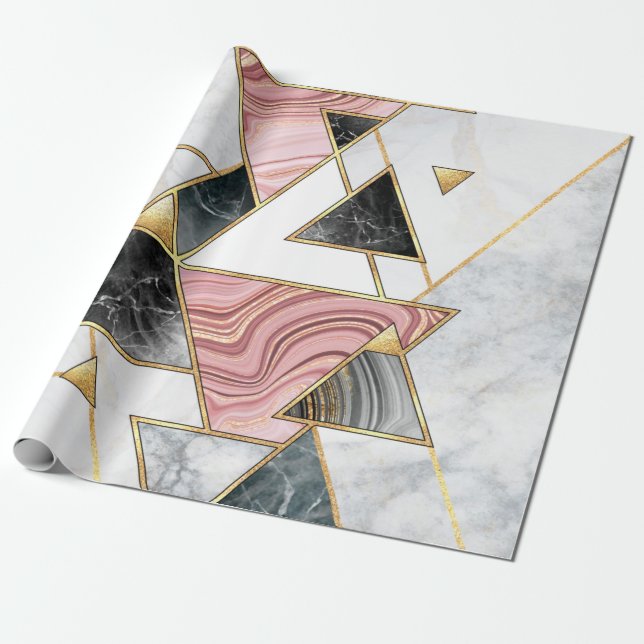 Papel De Presente fundo geométrico abstrato. Mosai de mármore modern (Desenrolado)