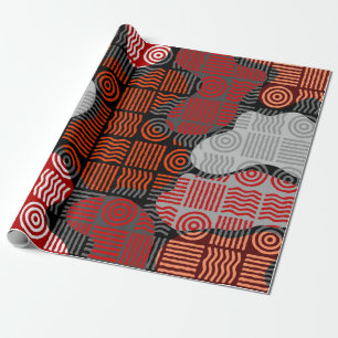Papel De Presente Fundo geométrico tribal castanho em bloco patchwo