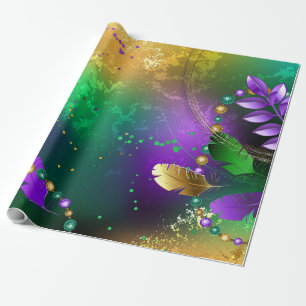 Papel De Presente Fundo márdi iridescente com miçangas