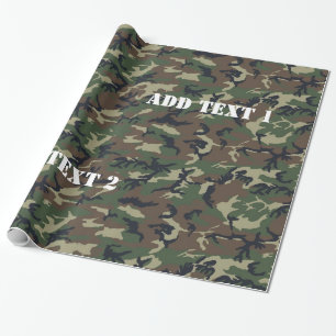 Papel De Presente Fundo Militar da Camouflage Woodland