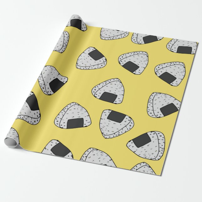 Papel De Presente Fundo Onigiri (bola de arroz japonesa). Sem costur (Desenrolado)