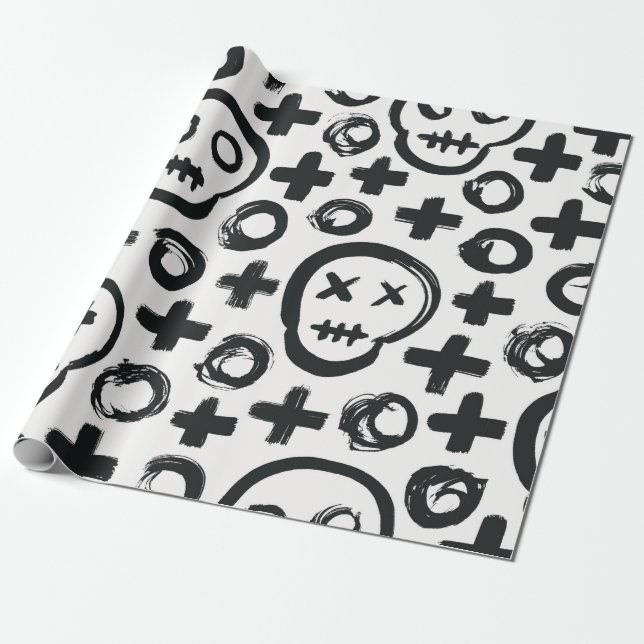Papel De Presente Fundo perfeito do crânio. Condecoração superficial (Desenrolado)