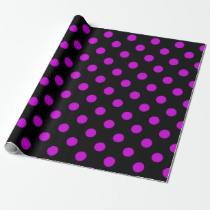 Papel De Presente Fundo Preto Bolinhas Roxas