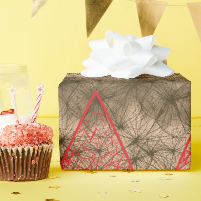 Papel De Presente fundo vermelho e castanho com borda vermelha (Festa de aniversário)