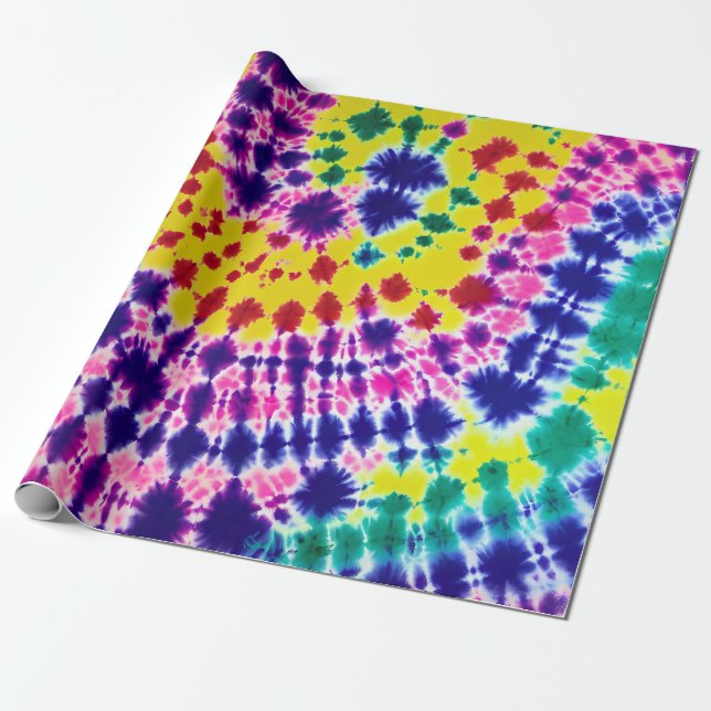 Papel De Presente Funky Bohemian Batik Tie Dye Abstrato Art (Desenrolado)