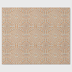 Papel De Presente Funky Modern Orange Geométrico Futuresque Padrão