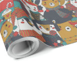 Papel De Presente Funky Retro Christmas<br><div class="desc">Natais vintages sem costura com animais festivos vestindo roupas quentes de inverno. Retrospectivo do Xmas repetindo o fundo. Papel de embrulho de Natal enferrujado e velho com um monte de retratos de animais. Pegue um pequeno presente para o Natal agora! O papel de embrulho Retro é um papel de Natal...</div>