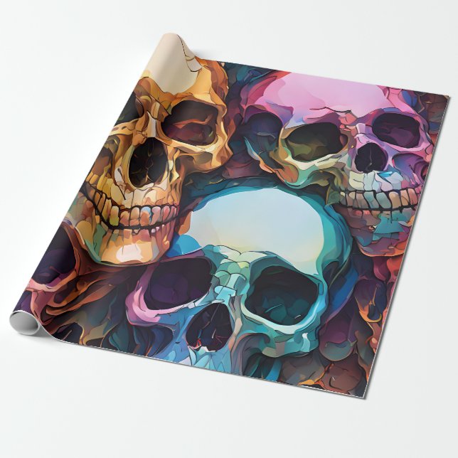 Papel De Presente Funky Skulls (Desenrolado)